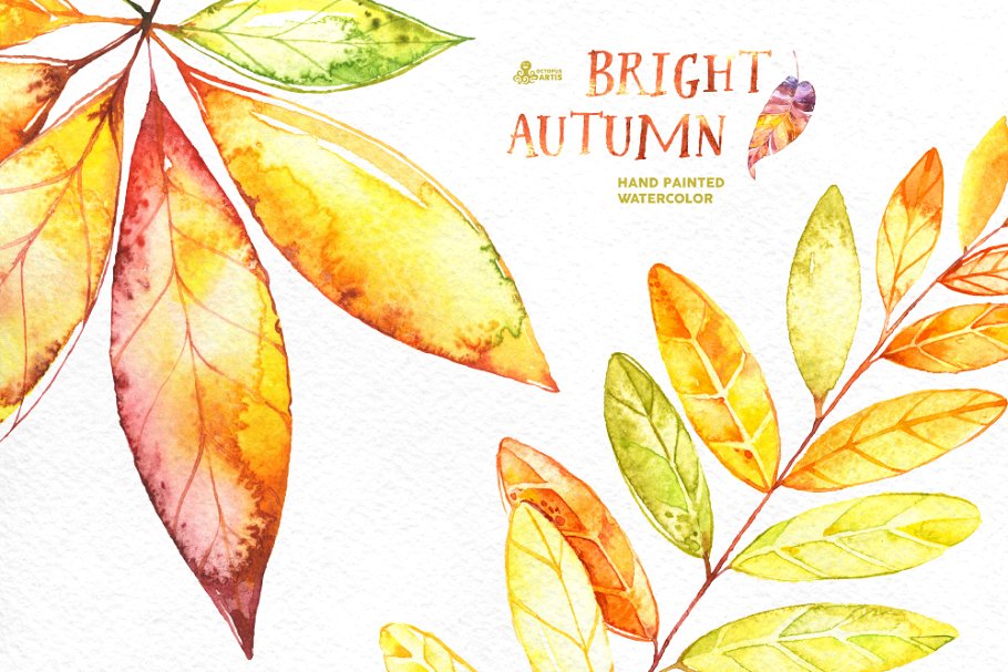 灿烂的秋天水彩插画收藏 Bright Autumn. Watercolor collection插图