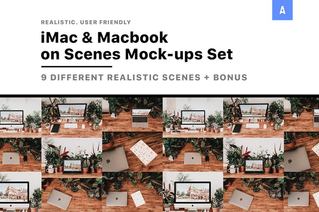 iMac＆Macbook办公场景样机 iMac & Macbook on Scenes Mock-ups插图(1)
