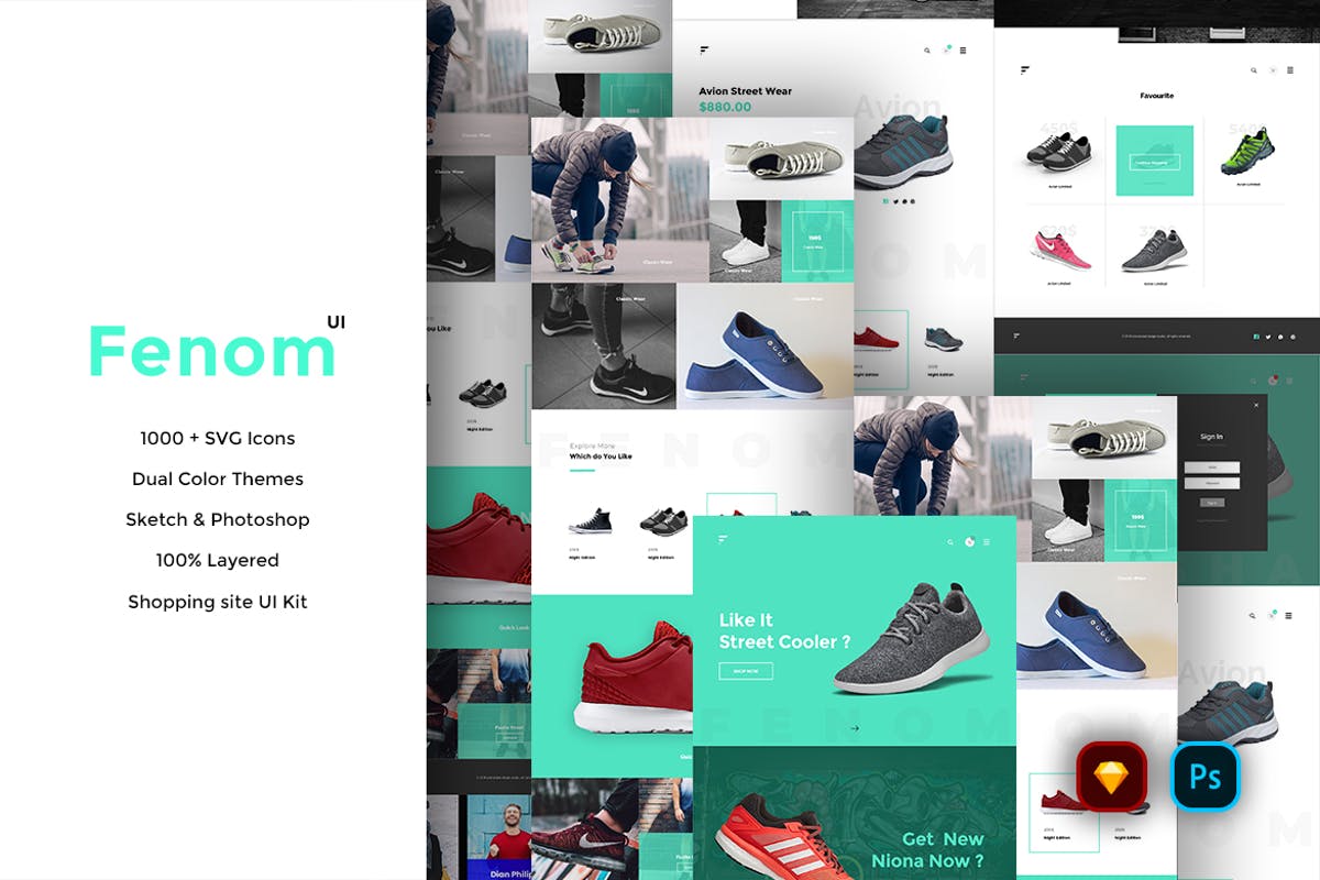 电商网站外贸网站设计UI套件 Fenom Shopping Website UI Kit插图