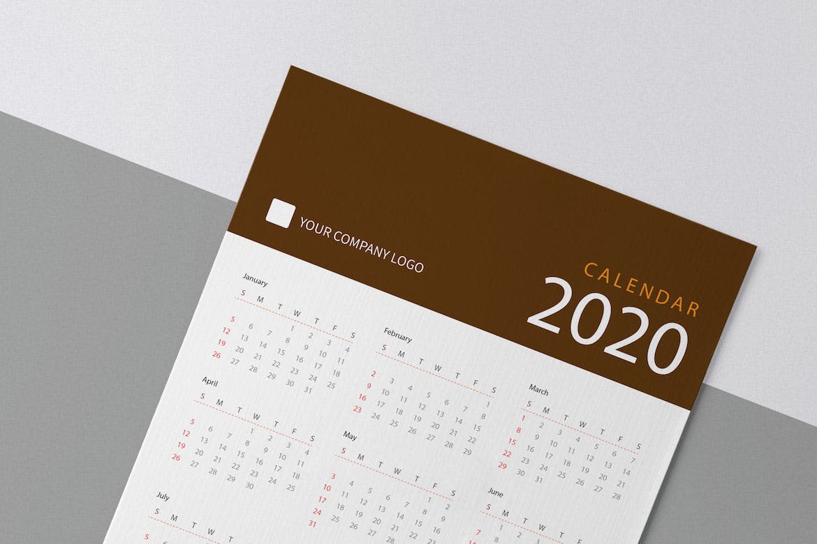 极简主义纯色设计2020年历日历设计模板 Creative Calendar Pro 2020插图(1)