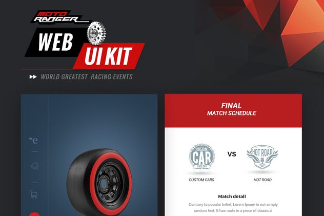 汽车竞技&汽车主题网站UI套件 Moto Rangers web UI kit插图(2)