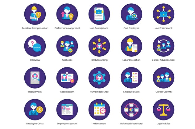 90枚人力资源主题矢量图标 90 Human Resources Icons插图(1)
