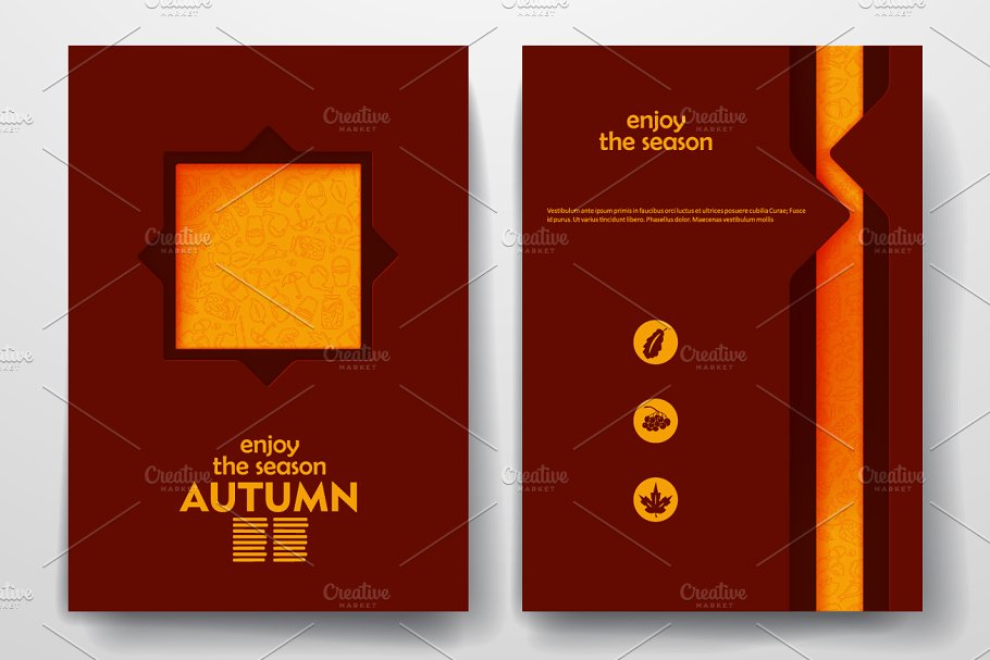 秋天果实丰收季节主题小册子模板 Autumn brochures插图(4)