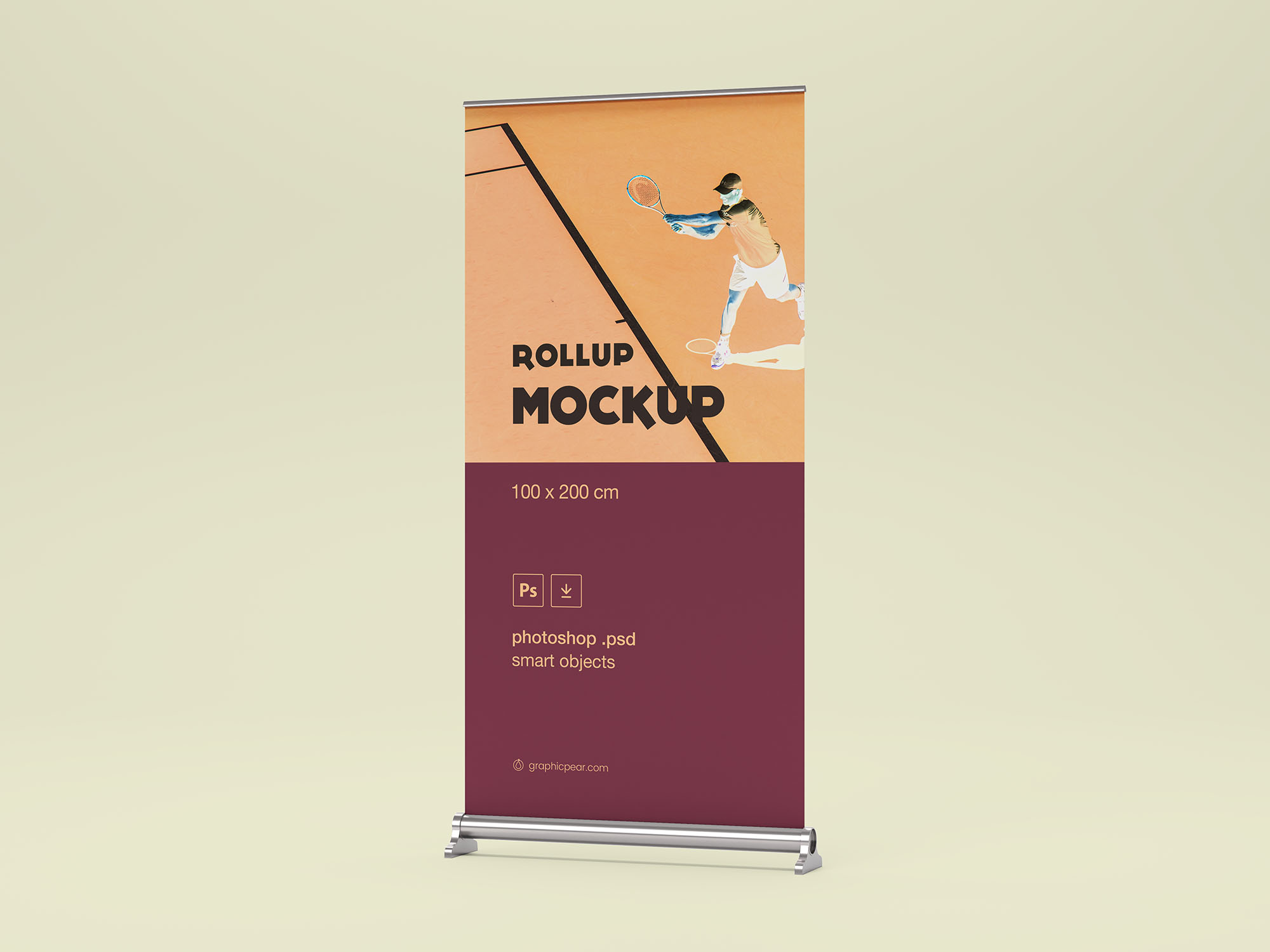 企业/品牌/店铺宣传X展架易拉宝广告设计效果图样机模板 Rollup Mockup 100 x 200cm插图(1)