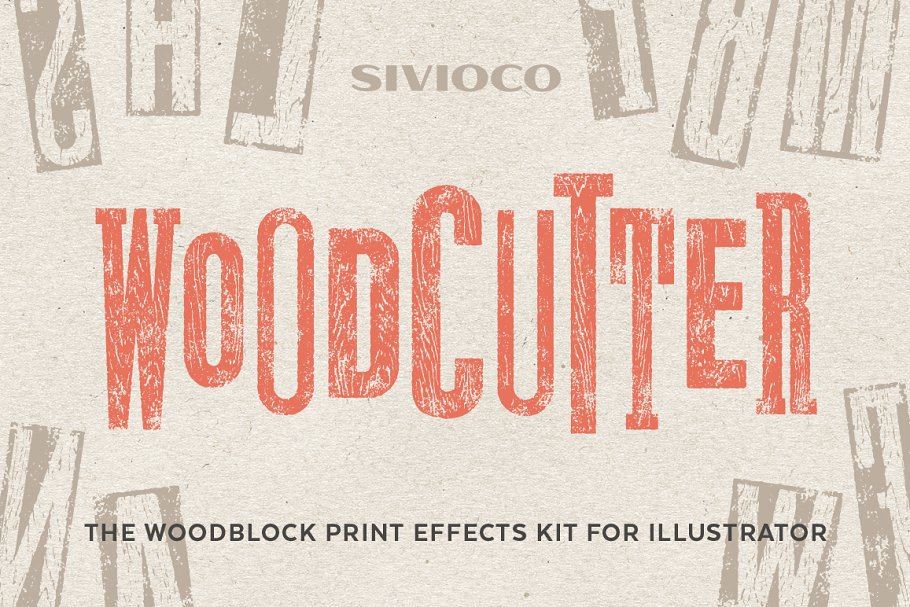 木纹雕刻印刷效果AI动作 Woodcutter – Illustrator Actions插图