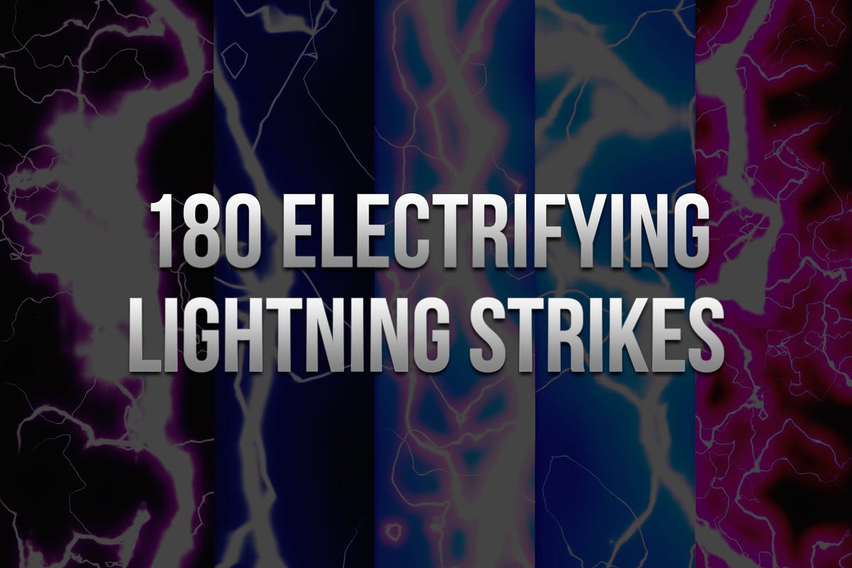 180款闪耀雷击雷电闪电图案PS笔刷 180 Electrifying Lightning Strikes插图