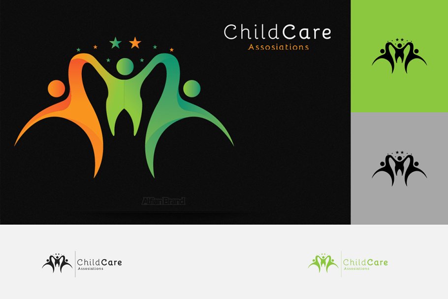 儿童关爱主题Logo模板 Kids Care Logo插图