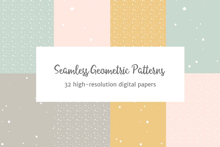粉彩几何图案无缝纹理 Seamless Pastel Geometric Patterns插图(3)