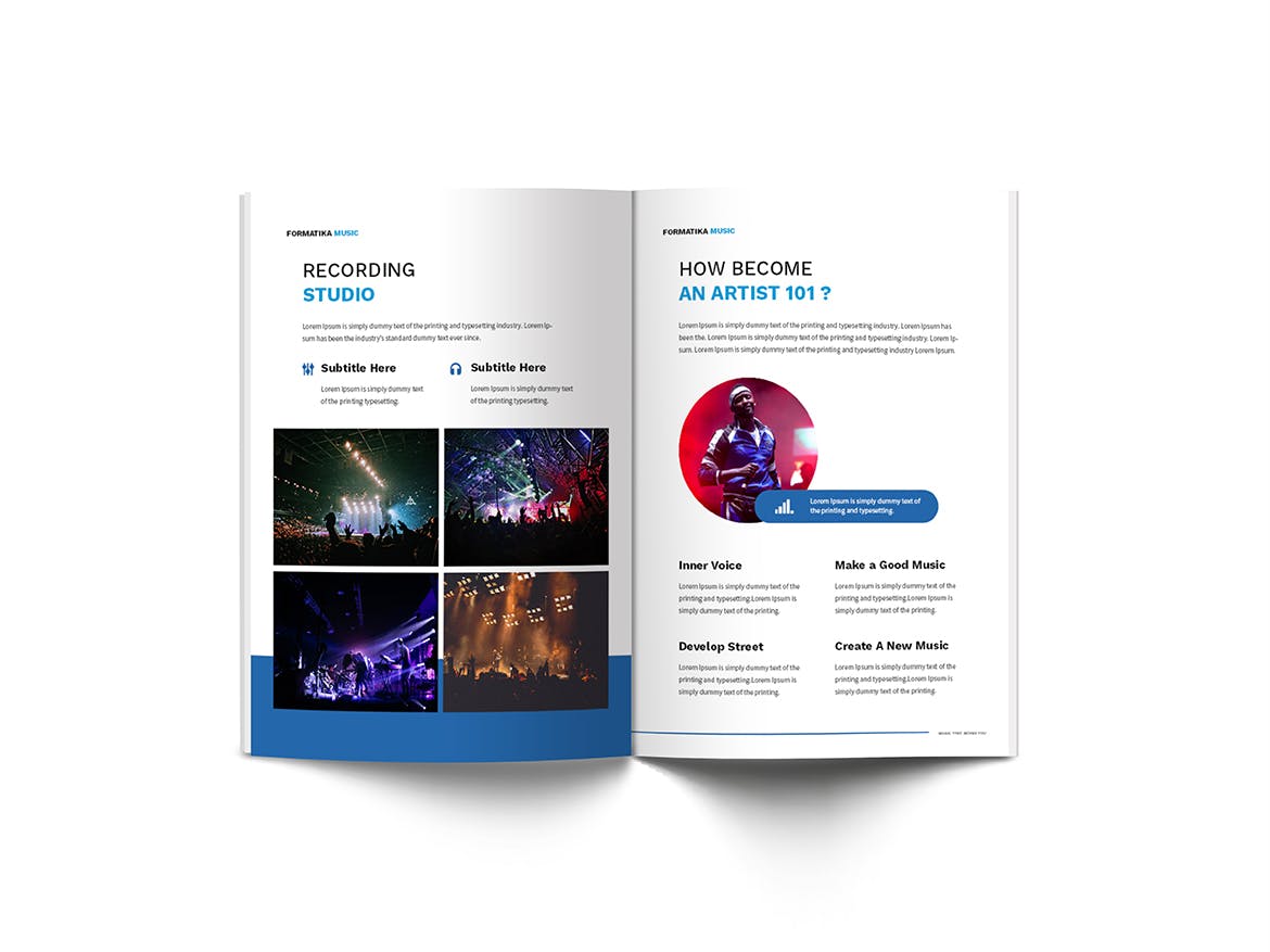 音乐主题A4规格画册/宣传册设计模板 Music A4 Brochure Template插图(11)
