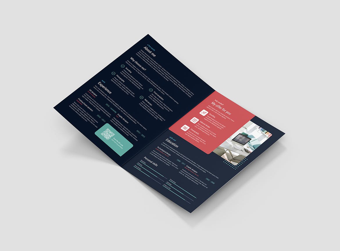 对折版式设计个人履历表设计模板 Brochure – Resume Bi-Fold插图(6)