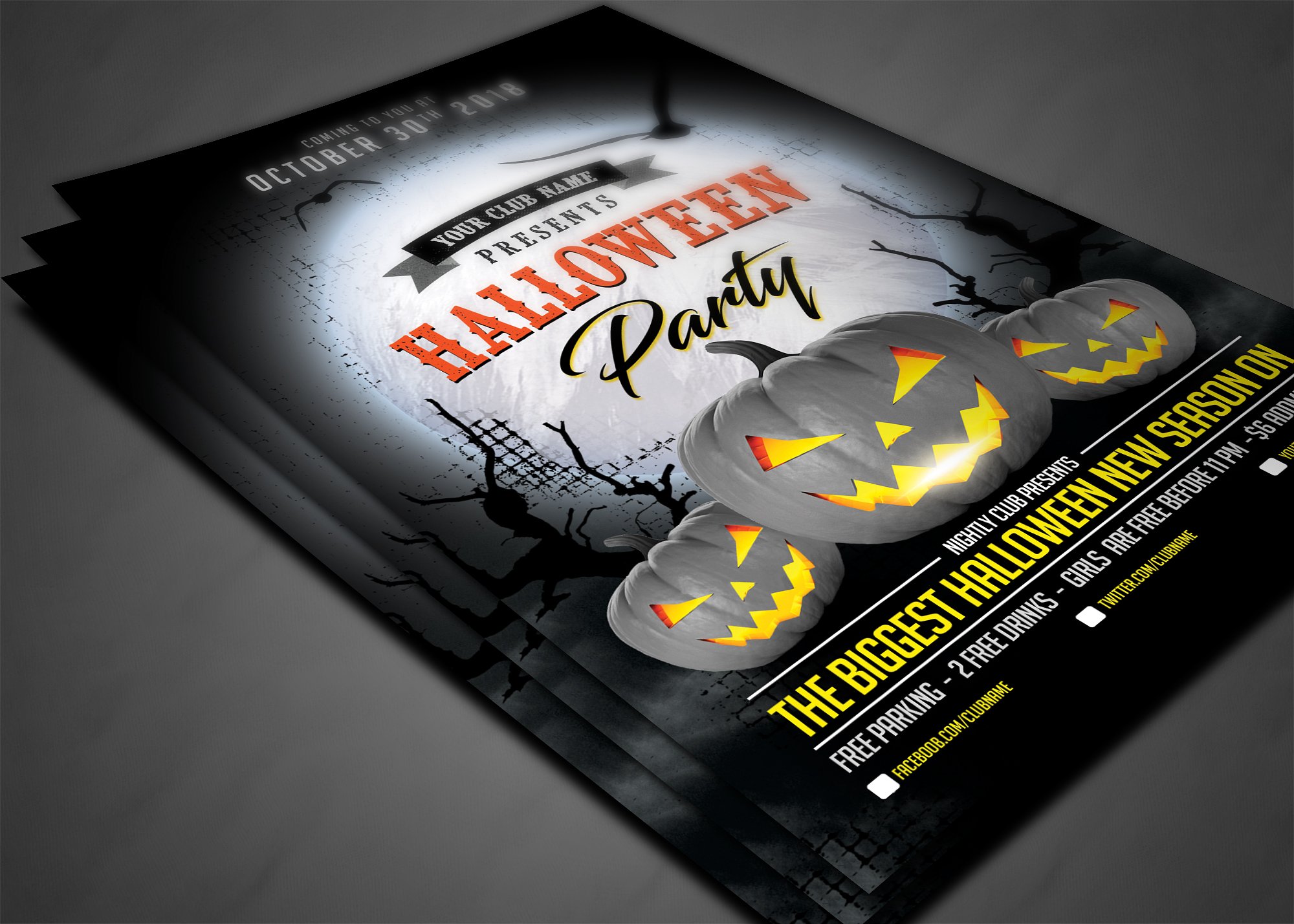 万圣节活动海报设计宣传模版 Halloween Flyer插图(2)
