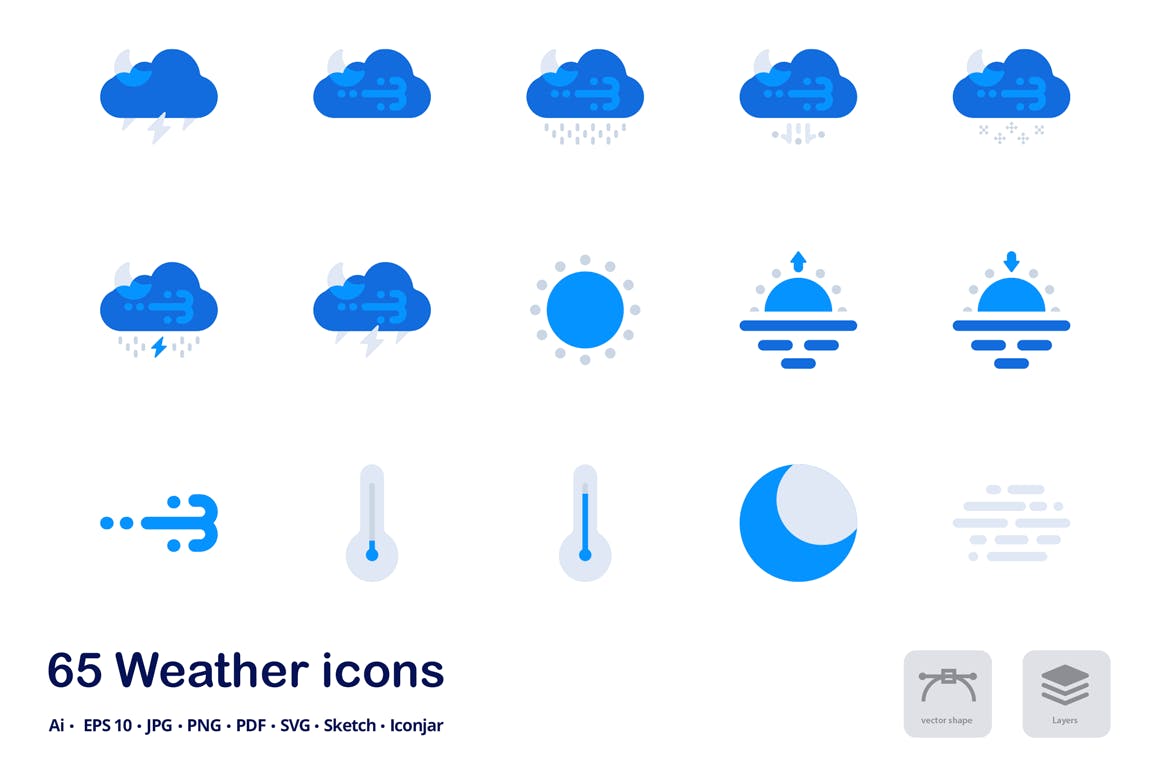 天气预报双色调扁平化矢量图标 Weather Forecast Accent Duo Tone Flat Icons插图(2)