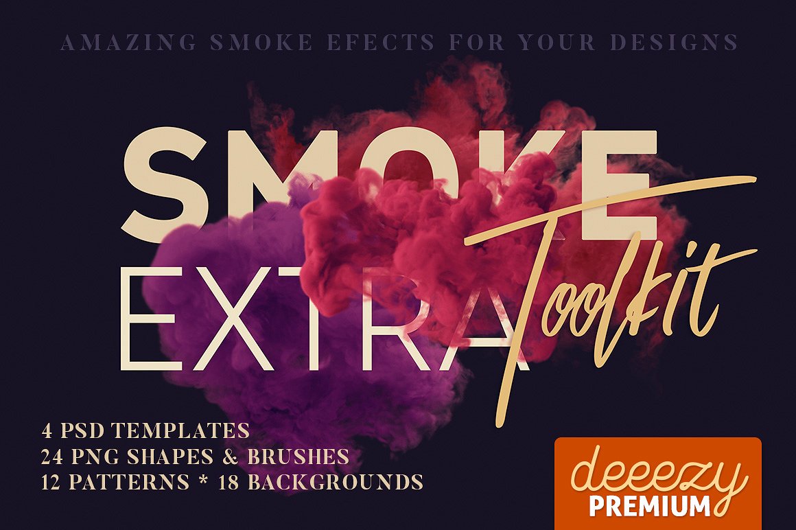 PS 彩色烟雾特效扩展包 Smoke Toolkit Extra（烟雾形状、笔刷、背景纹理）插图