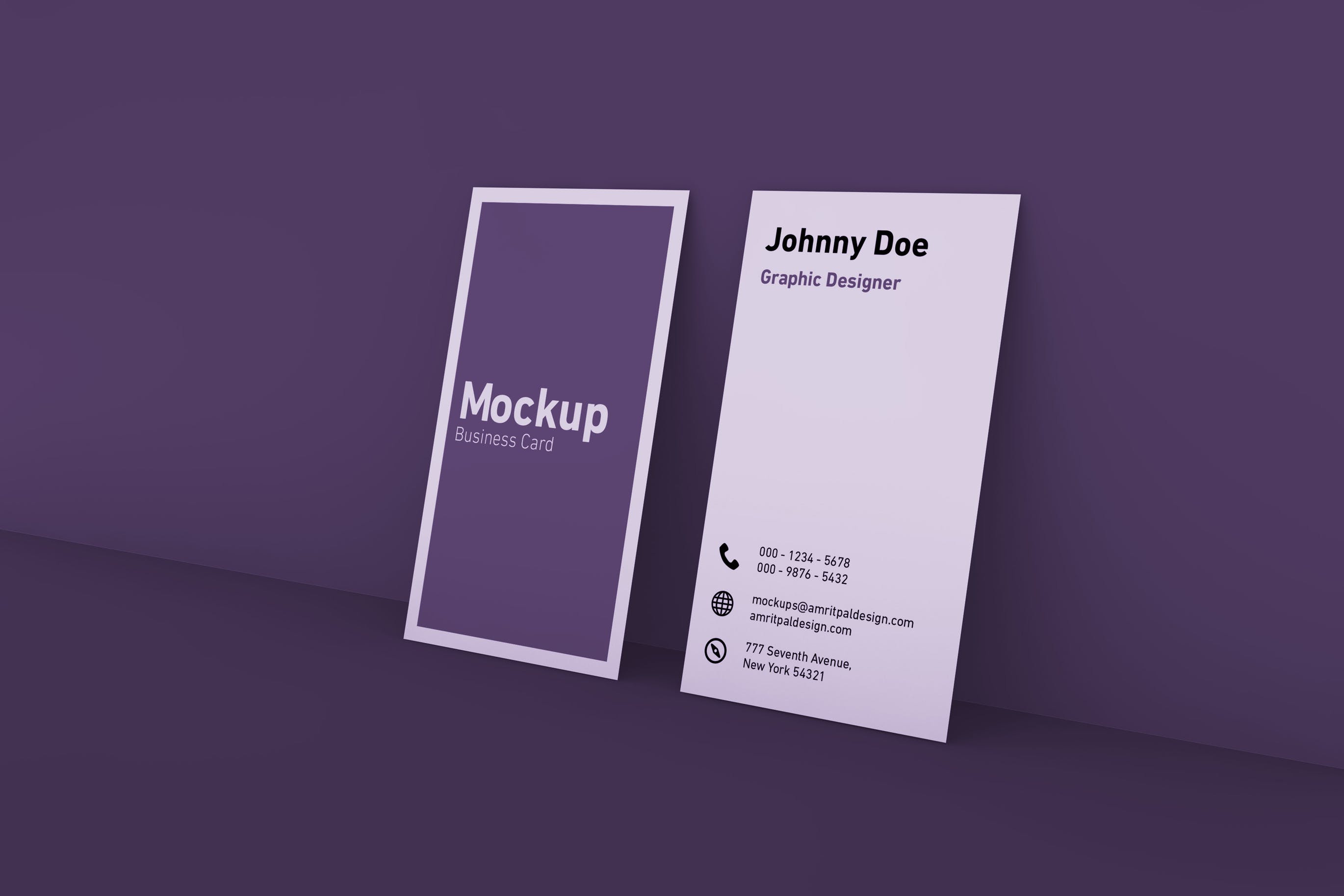 竖版设计风格商务名片设计展示效果图样机 Vertical Business Card Mockup插图