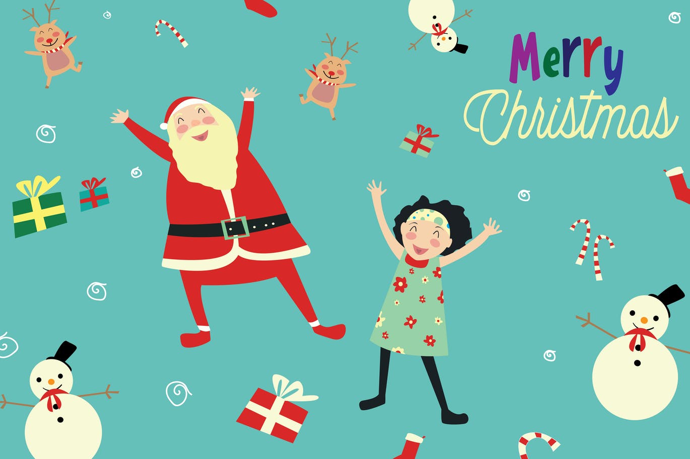圣诞节快乐主题矢量手绘图形图案素材 Merry Christmas – Vector Illustration插图