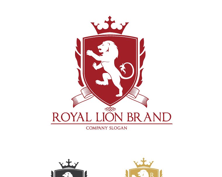 奢华风格金箔狮子图形Logo设计 Royal Lion Brand插图(1)