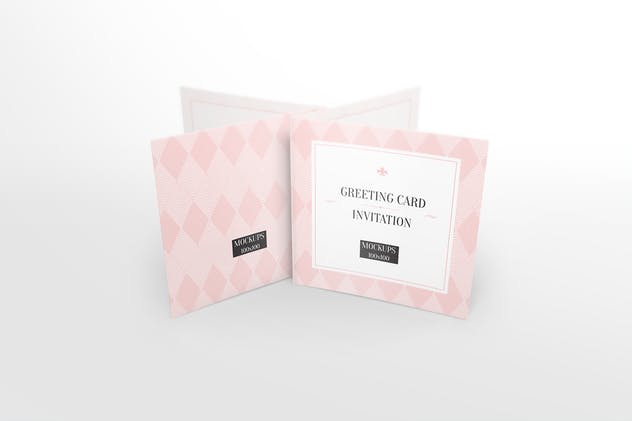 方形庆典贺卡/邀请函样机 Square Greeting Card / Invitation Mockups插图(1)