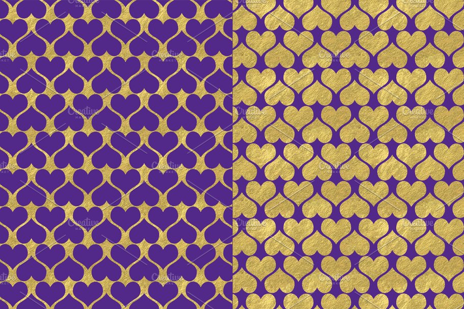 日式海洋主题风紫色金箔图案纹理背景 Royal Purple and Gold Backgrounds插图(1)