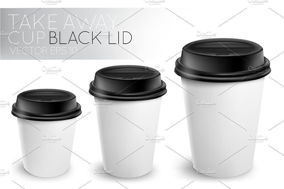 3D白色热饮纸杯样机模板 Takeaway cup插图(1)