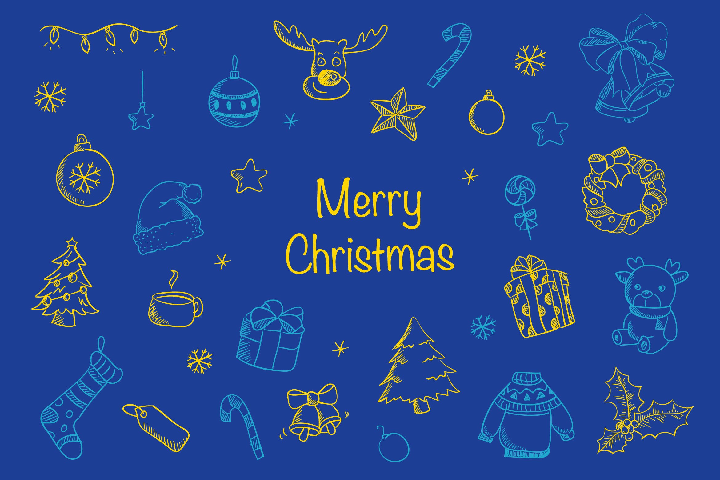圣诞节主题元素装饰图案矢量设计素材 Christmas Blues插图