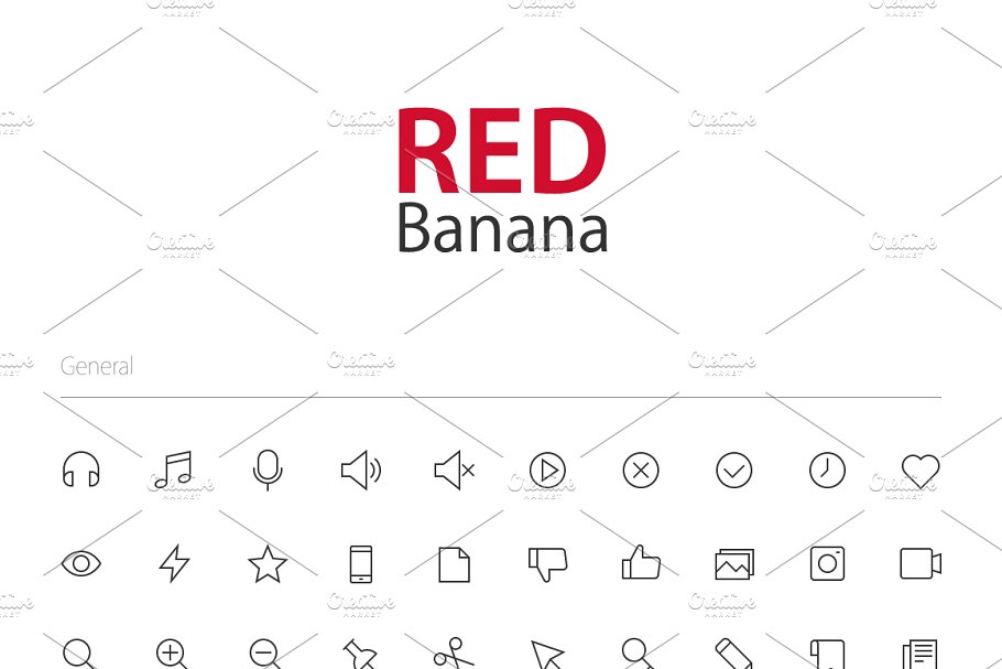 3800+多用途简约风线条图标 3800+ RED Banana Icons插图(1)