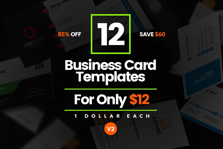 12款现代企业创意商务名片模板 12 Modern Business Cards – Bundle v2插图