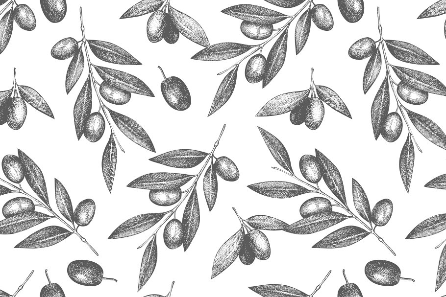 4款橄榄图案纹理 4 Vintage Olive Patterns插图(3)