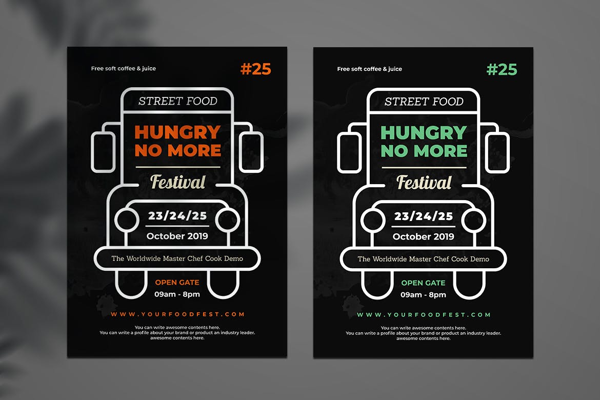 美式快餐卡车推广海报传单设计模板 Food Truck Flyer插图