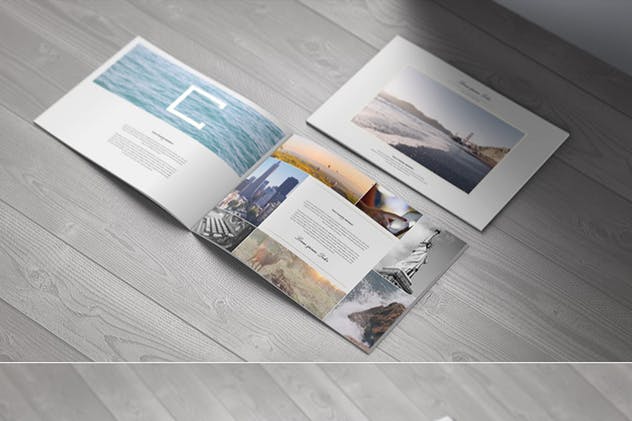 简约A4风景杂志宣传册样机 A4 Landscape Brochure Mock-Up插图(3)