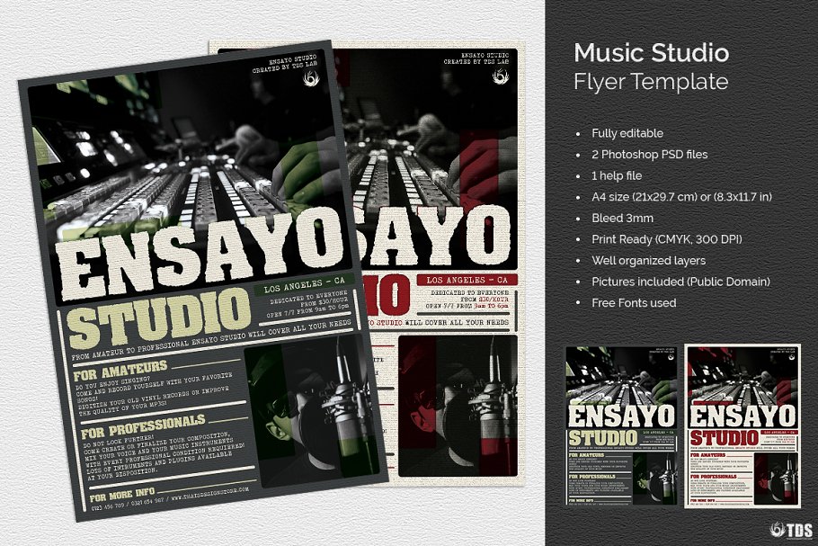 音乐工作室宣传传单PSD模板 Music Studio Flyer PSD插图
