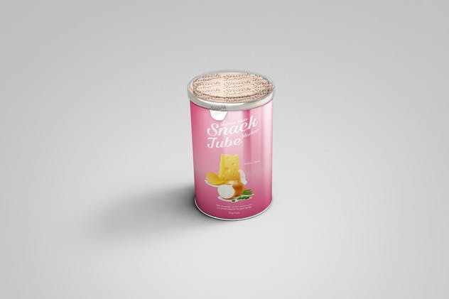 零食饮料金属罐包装样机 Medium Snack Tube Mockup插图(1)