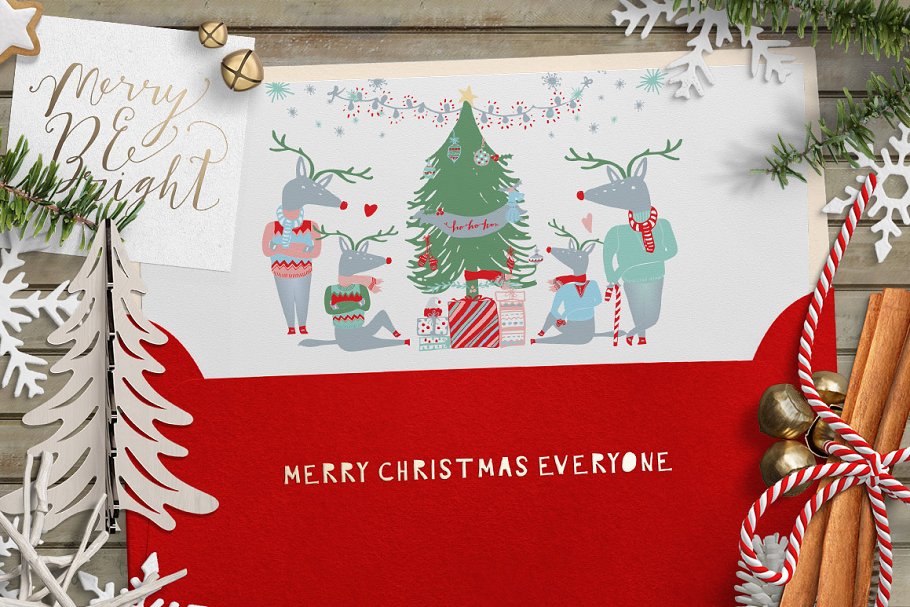 圣诞节手绘插画设计素材 Merry and Bright Christmas Clipart插图(3)