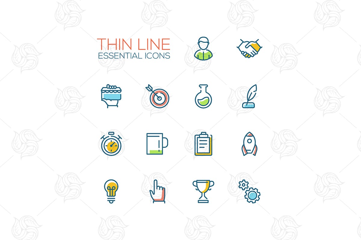 商业金融主题细线图标素材 Business, Finance Symbols – thin line icons插图