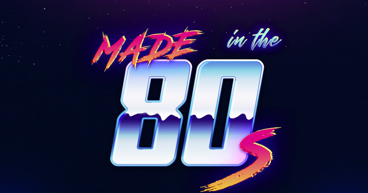 80年代复古怀旧特效PS字体样式 80s Retro – Photoshop Layer Styles插图