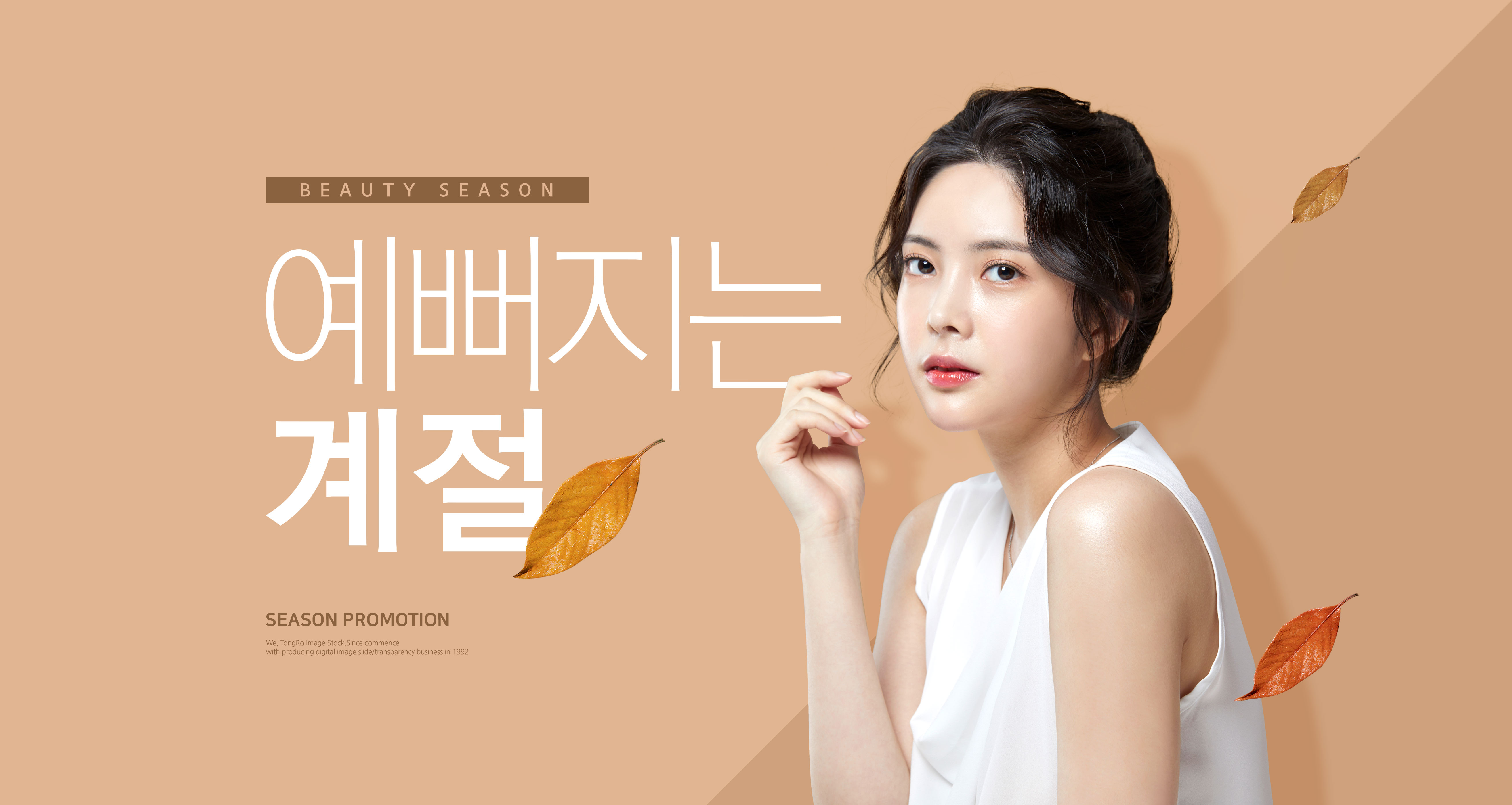 秋季化妆品促销美女广告Banner海报设计模板插图