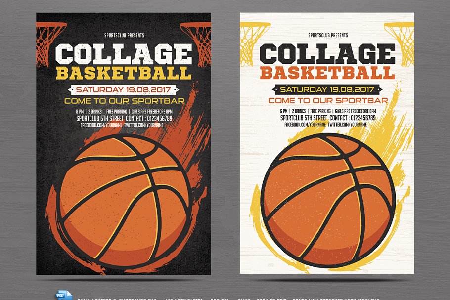 篮球比赛体育运动宣传单单页模板 Basketball Flyer Template插图