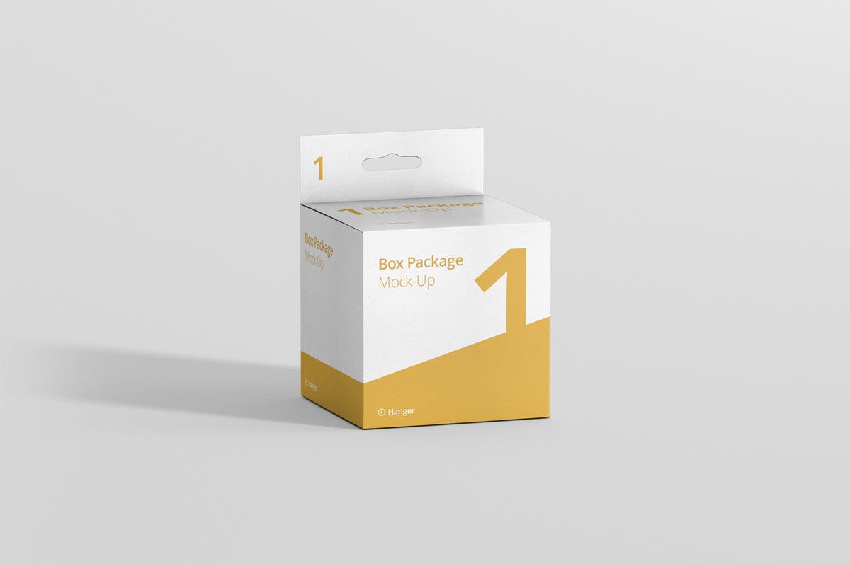 药物方形包装盒样机展示模板 Package Box Mockup – Square with Hanger插图