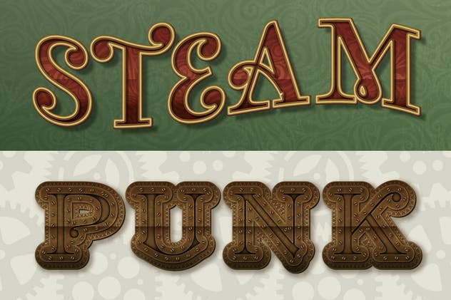 蒸汽朋克艺术风格文本样式、笔刷和背景合集 Steam Punk Text Styles, Brushes and Backgrounds插图(2)