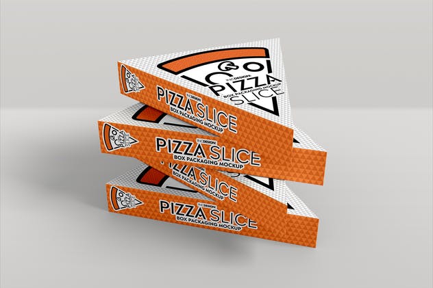 三角形披萨切片盒包装样机 Pizza Slice Box Packaging Mockup插图(4)