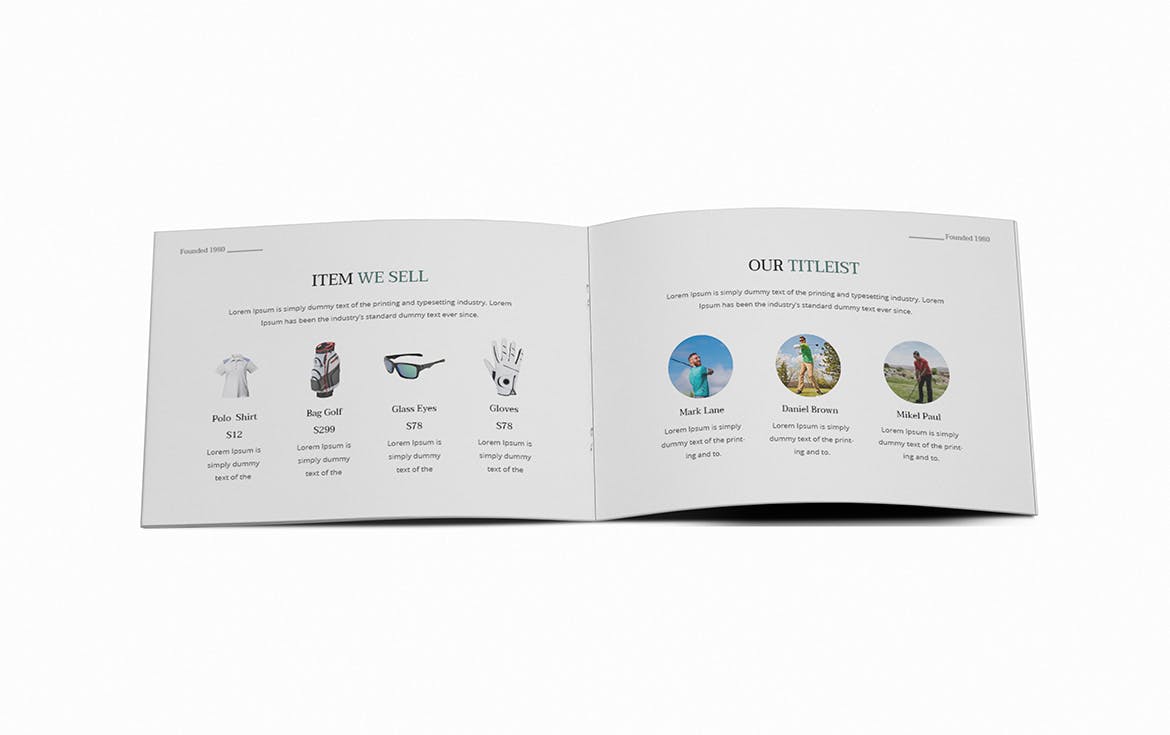 高尔夫场馆/体育场馆横版画册设计版式模板 Golf A5 Brochure Template插图(6)