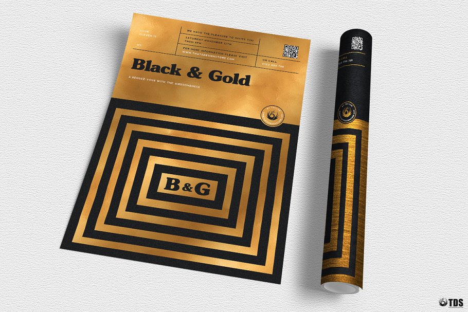 极简主义黑金配色传单PSD模板v9 Minimal Black Gold Flyer PSD V9插图(2)