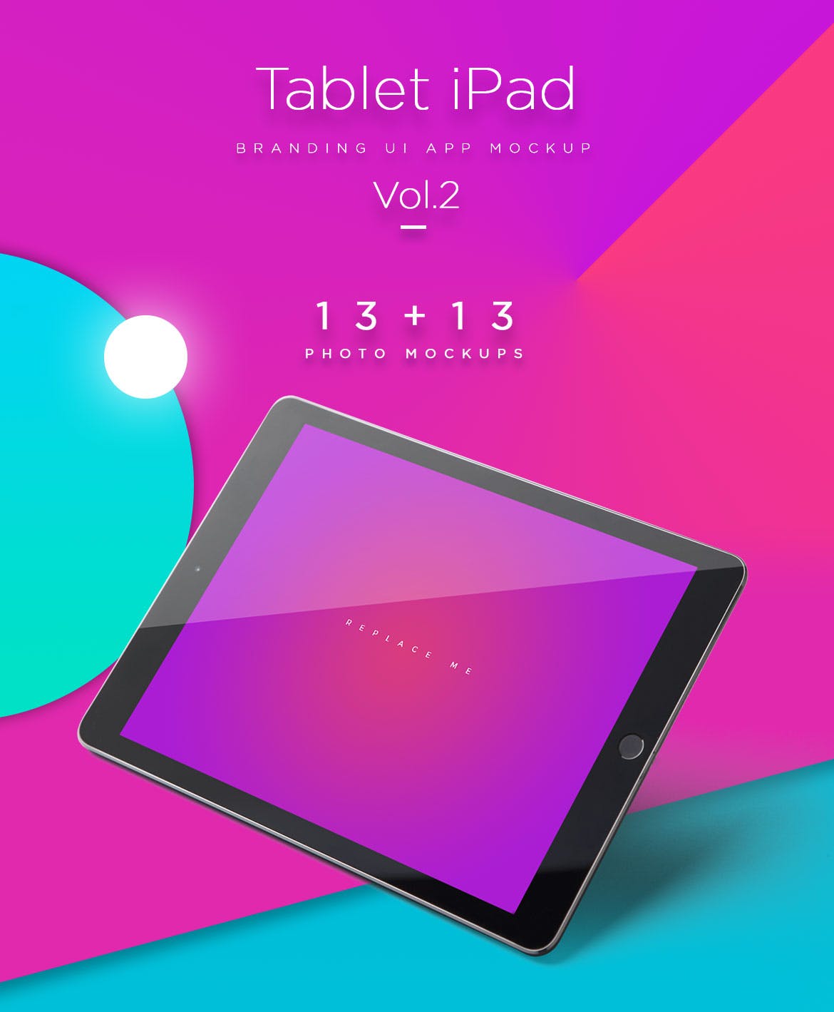 iPad平板电脑APP&Web设计效果图预览样机 iPad Tablet UI Mockups – Vivid Backgrounds Vol.2插图(1)