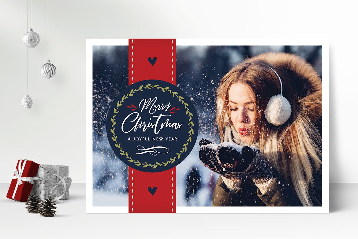 圣诞节主题照片贺卡设计模板 Christmas Photo Card插图