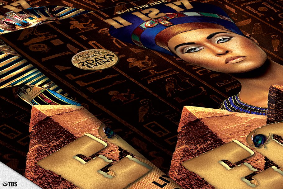 古埃及历史考古主题传单PSD模板 Ancient Egypt Event Flyer PSD插图(5)