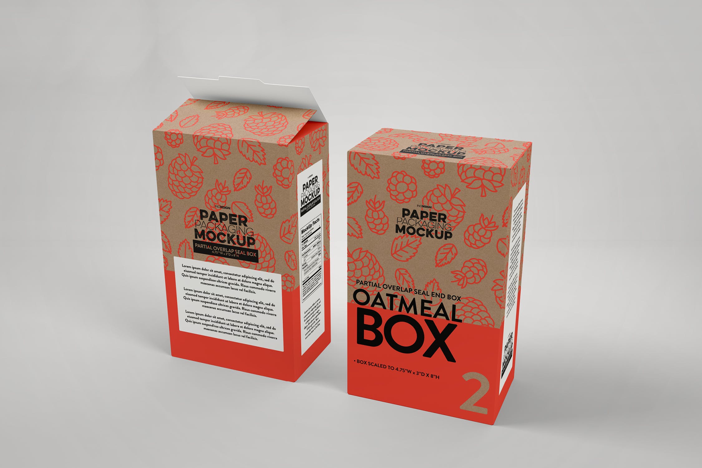 麦片盒包装纸盒设计效果图样机 Paper Cereal Box Packaging Mockup插图(4)