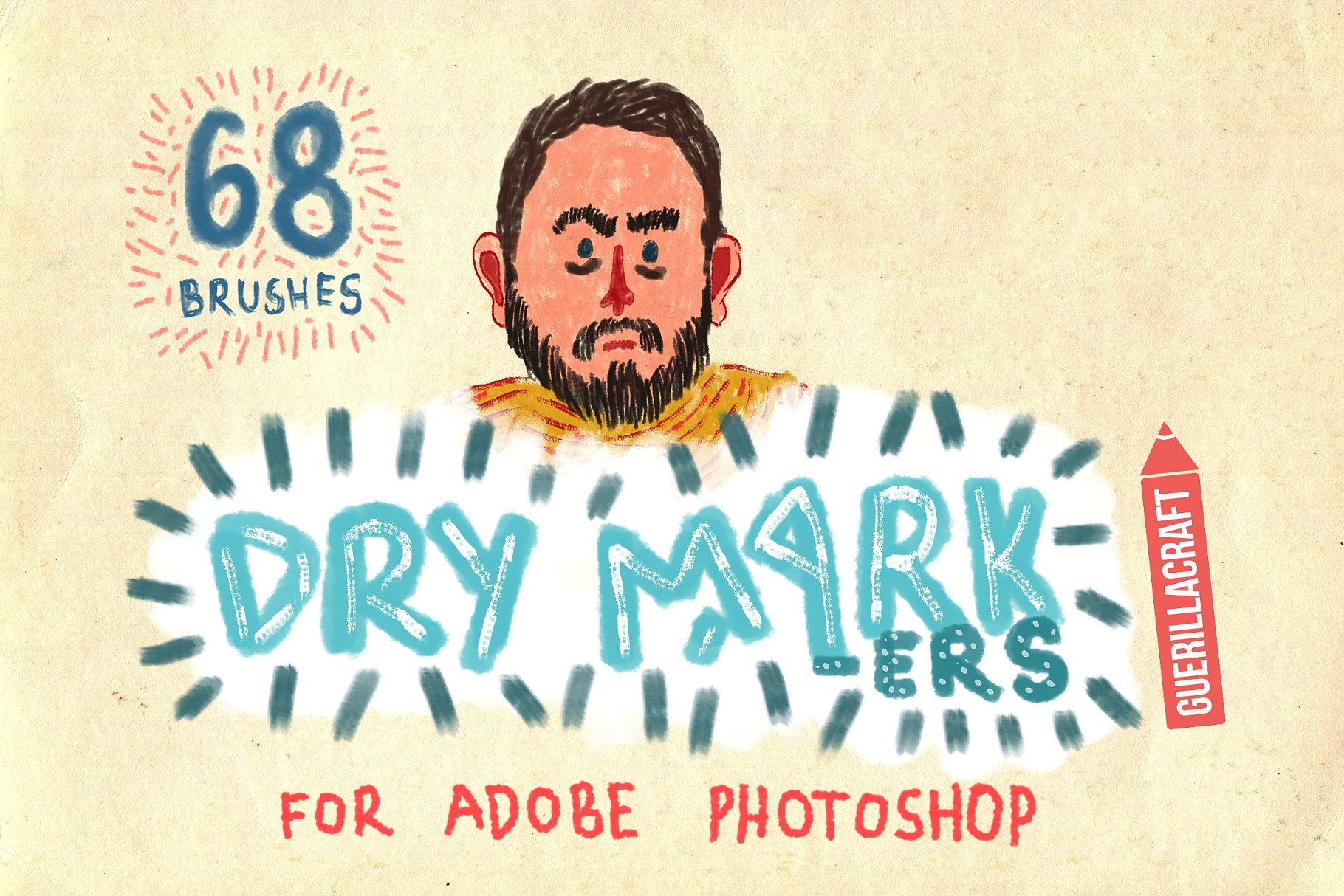 68种白板笔笔画PS笔刷 68 Dry Markers Photoshop Brushes插图