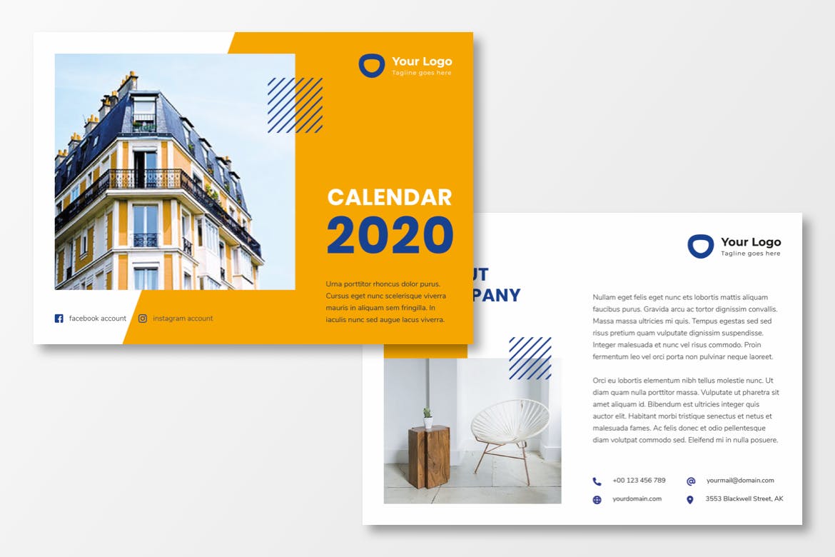 房地产商定制2020年活页日历表设计模板 Real Estate Calendar 2020插图(2)