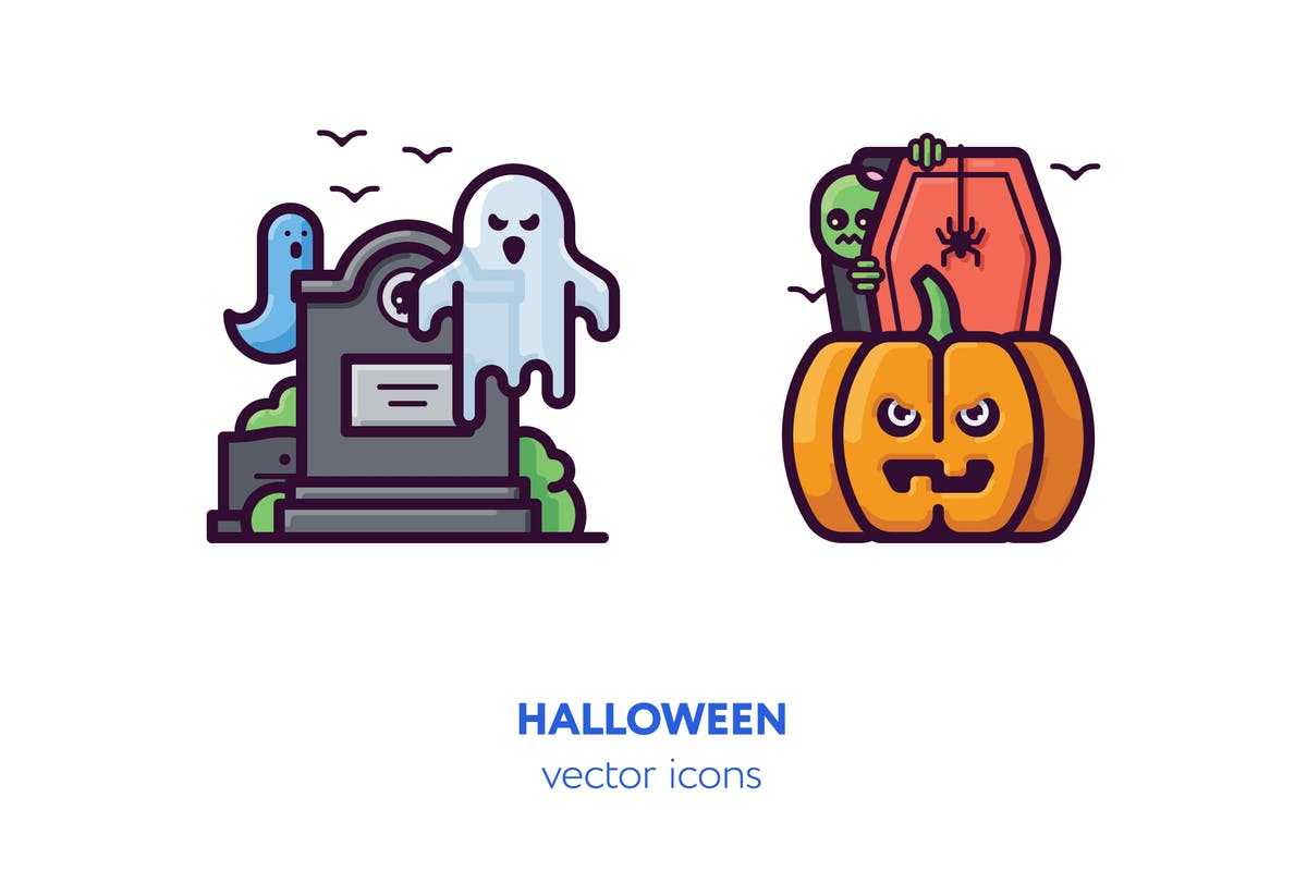 万圣节主题手绘矢量图标1 Halloween icons[AI, EPS, SVG]插图