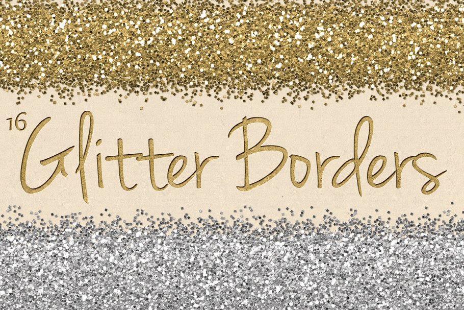 BingBing闪烁边界剪贴画 Digital Glitter Borders Clipart Pack插图