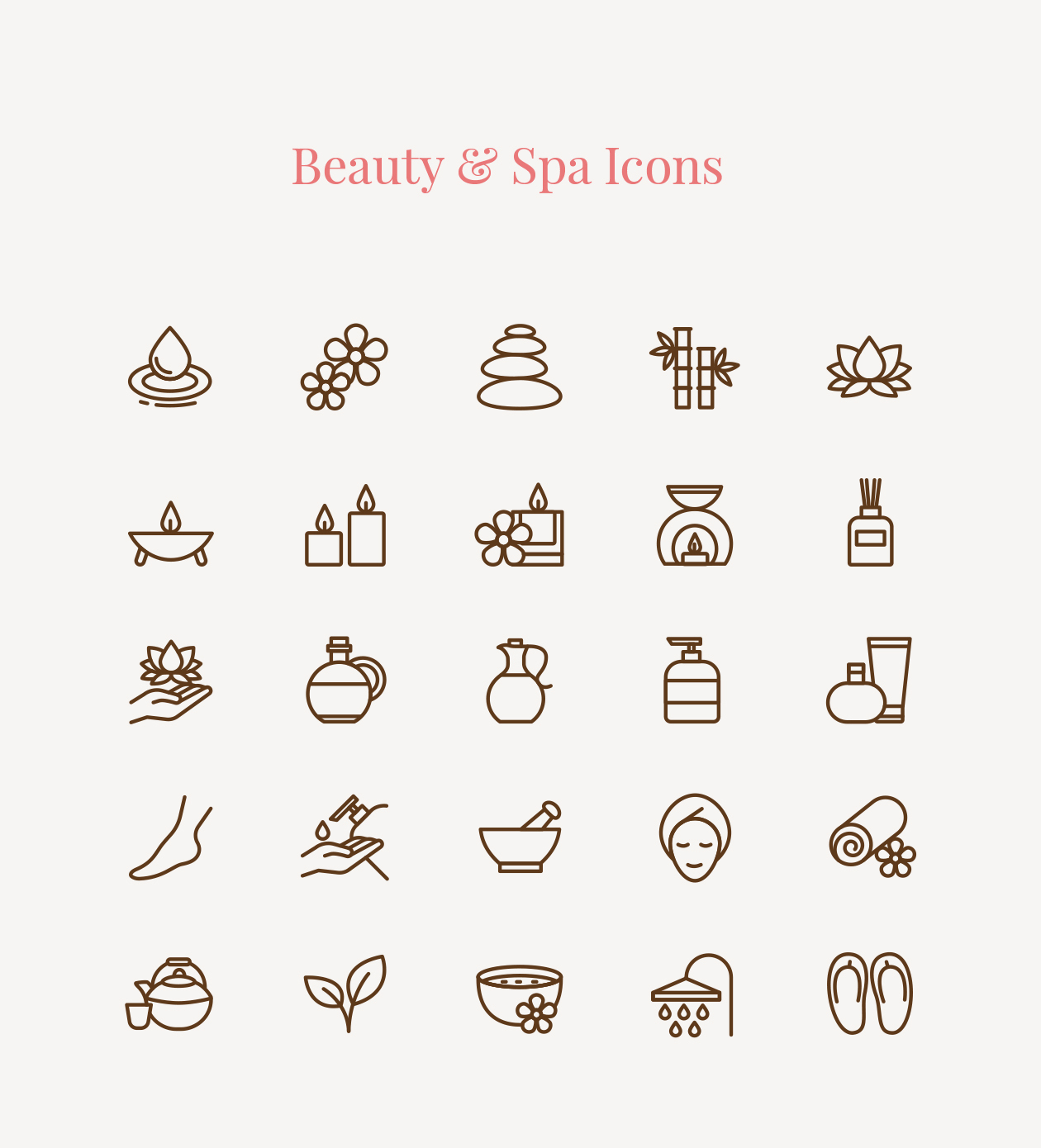 美容护肤SPA主题矢量线性图标素材 Beauty & Spa Icons插图